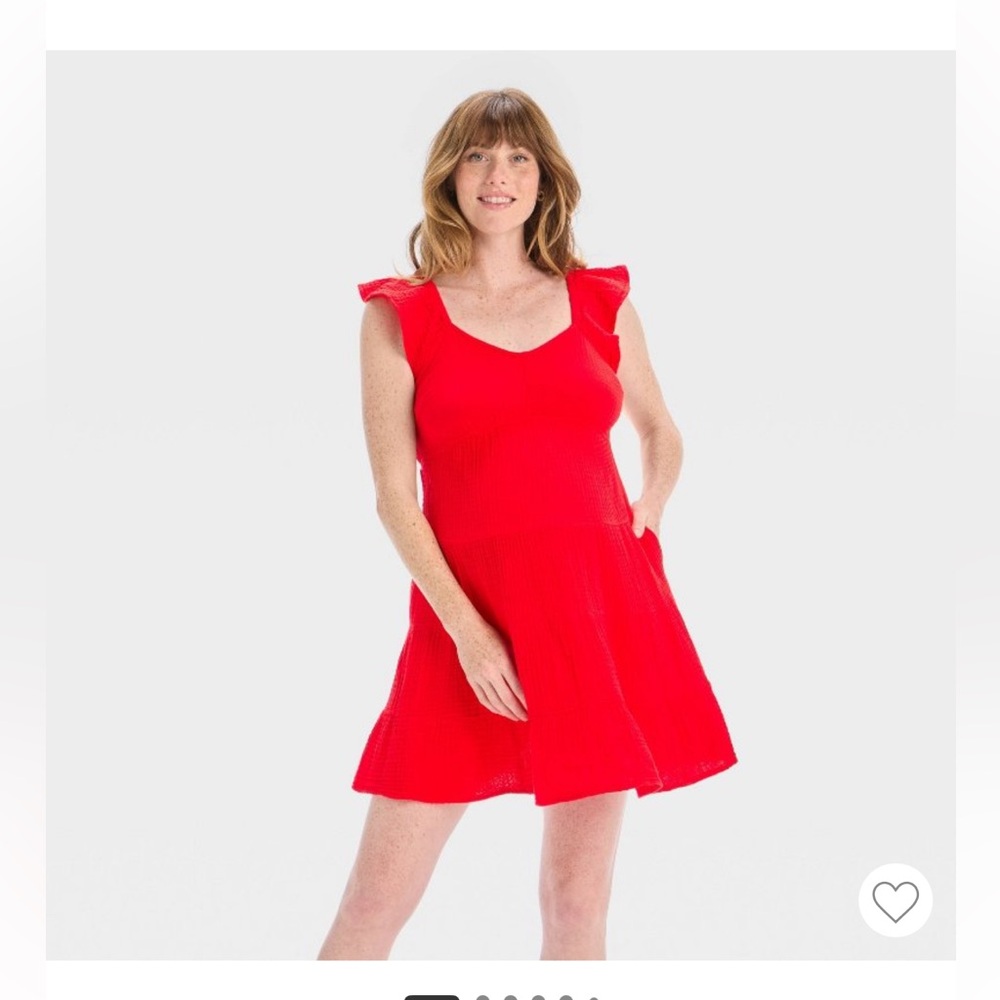 Maternity flutter sleeve mini dress with pockets